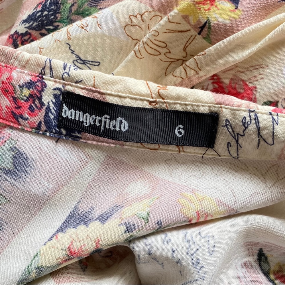 Dangerfield Shirt Dress Sleeveless Floral Size 6 Retro Cottagecore - Picture 3 of 8